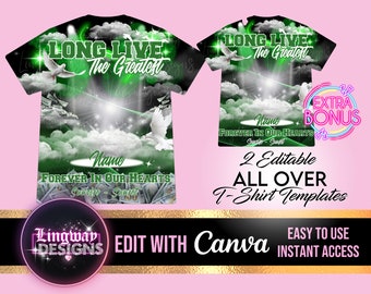 Green Black Sky Long Live The Greatest Heaven Memorial All Over 3D Extra Bonus Design rest in peace for funeral RIP memorial