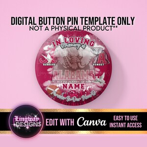 Maroon Gray Sports In Loving Memory Template Memorial Button Pin Background Funeral Button Funeral Favors RIP PNG Add Photo