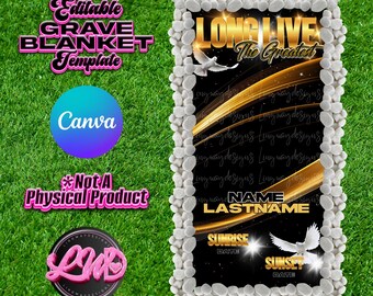 Black Gold Long Live The Greatest Grave Blanket Forever In Our Hearts Editable Template add photo PNG Rest In Peace RIP Cemetery Memorial