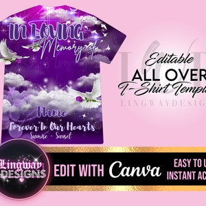 Purple Sky In Loving Memory Heaven Memorial All Over 3D add photo rest in peace for funeral RIP memorial