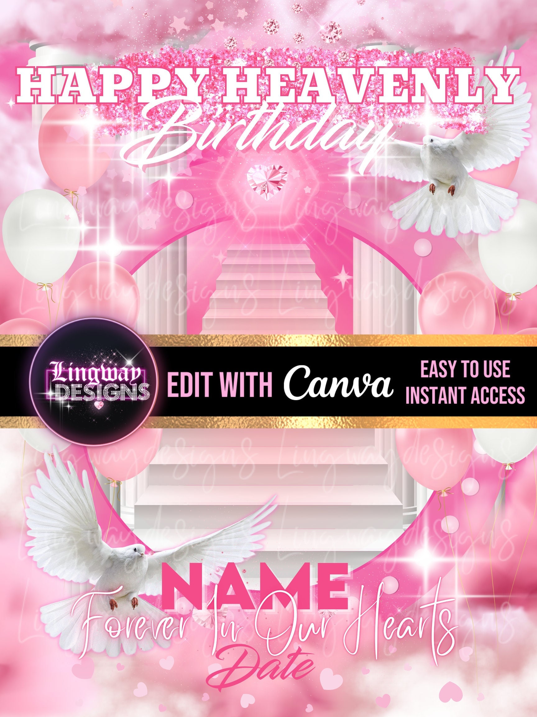 Pink Heavens Gate Angel Birthday Memorial PNG add photo rest