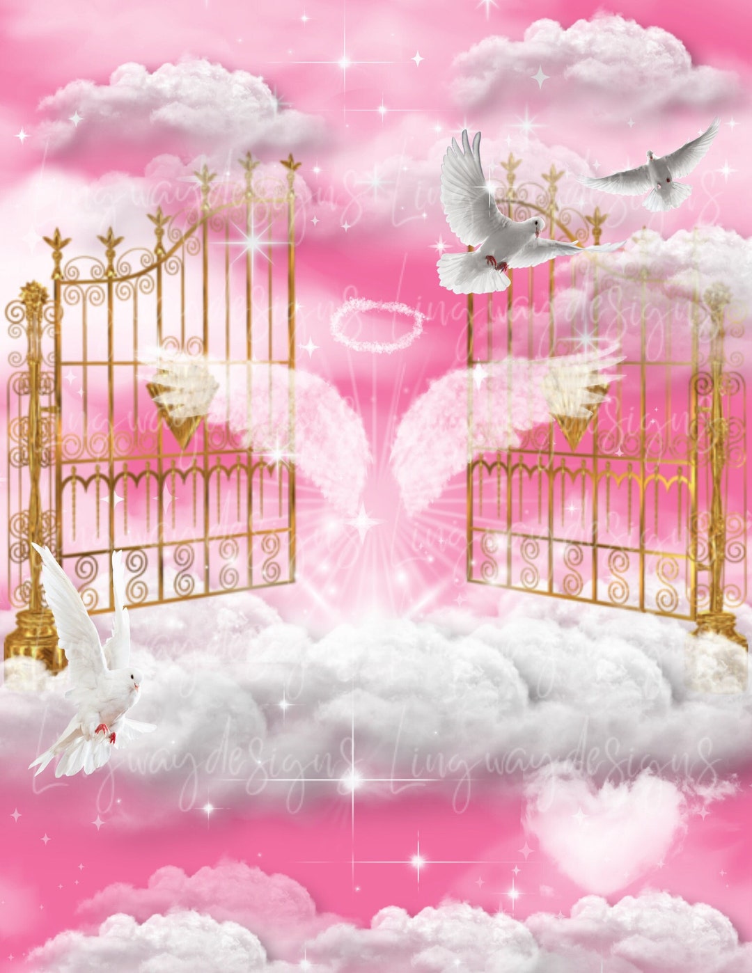 Pink Sky Heaven In Loving Memory Forever In Our Hearts Angel Wings