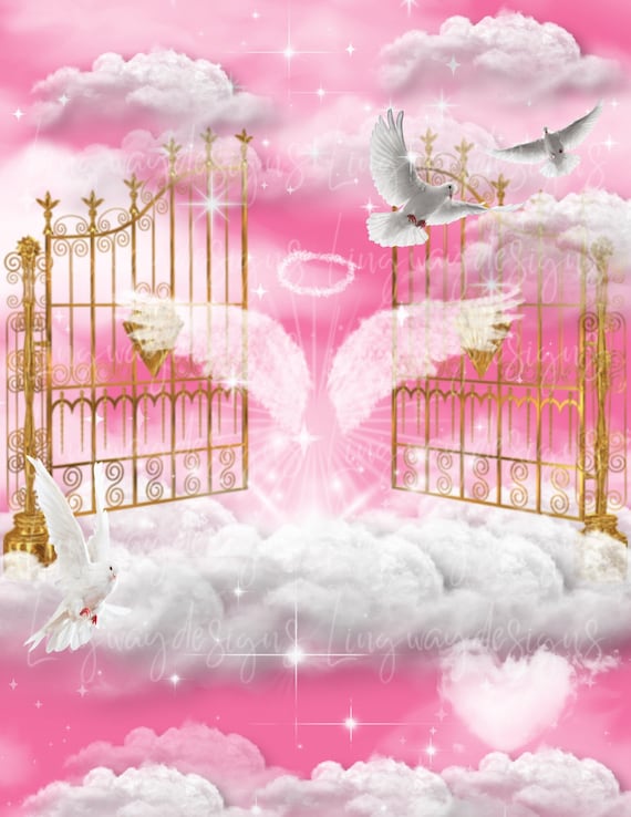 Pink Heavens Gate Angel Birthday Memorial PNG add photo rest