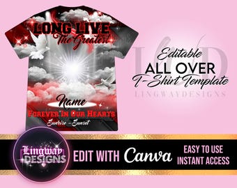 Red Black Sky Long Live The Greatest Heaven Memorial All Over 3D add photo rest in peace for funeral RIP memorial