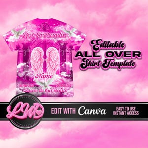 Hot Pink Sky Rest In Paradise Heaven Memorial All Over 3D add photo rest in peace for funeral RIP memorial