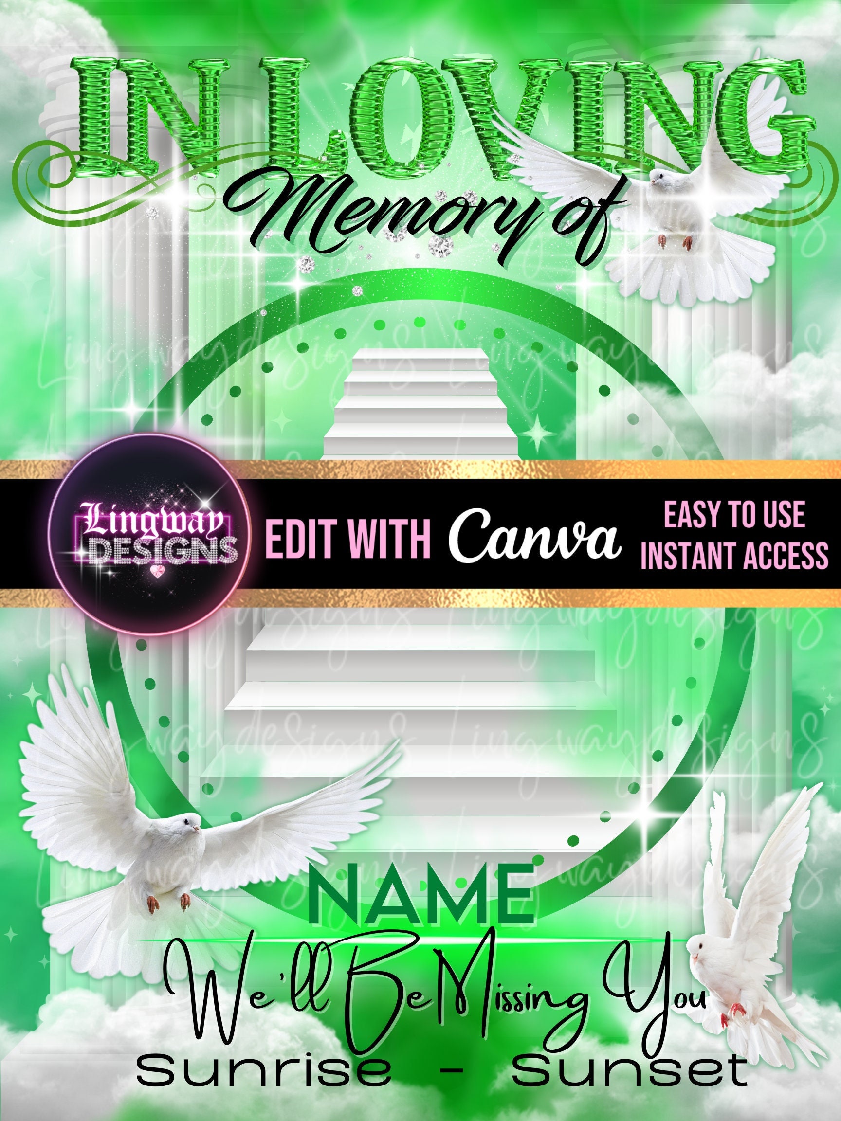 Blue Heavens Gate Angel Memorial PNG Add Photo Rest in Peace 