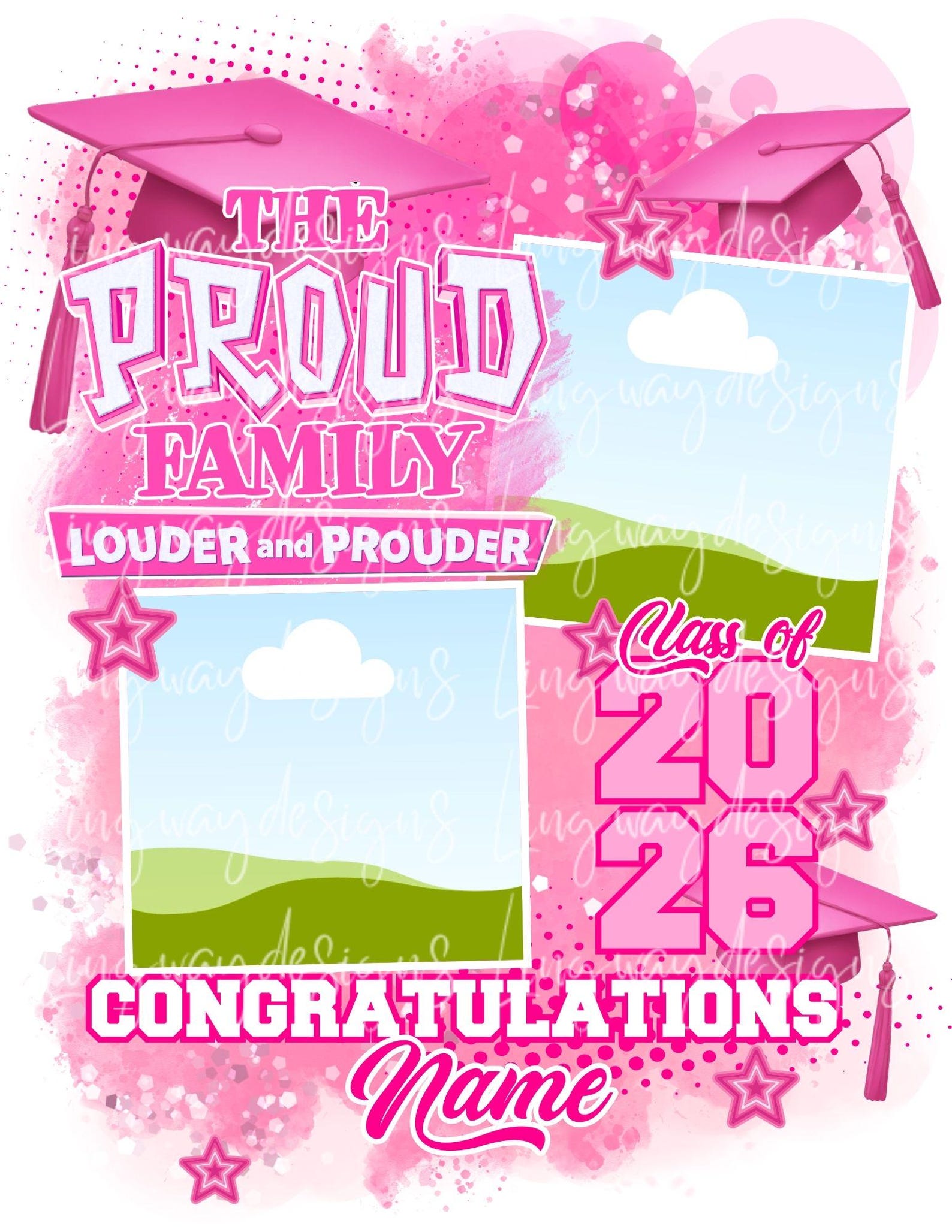 Pink Class of 2026 Family Graduation Transparent Editable Template ADD ...