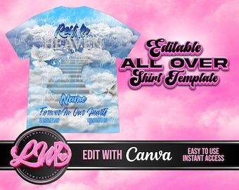 Blue Baby Blue Silver Sky Rest In Heaven Stairway Memorial All Over 3D add photo rest in peace for funeral RIP memorial