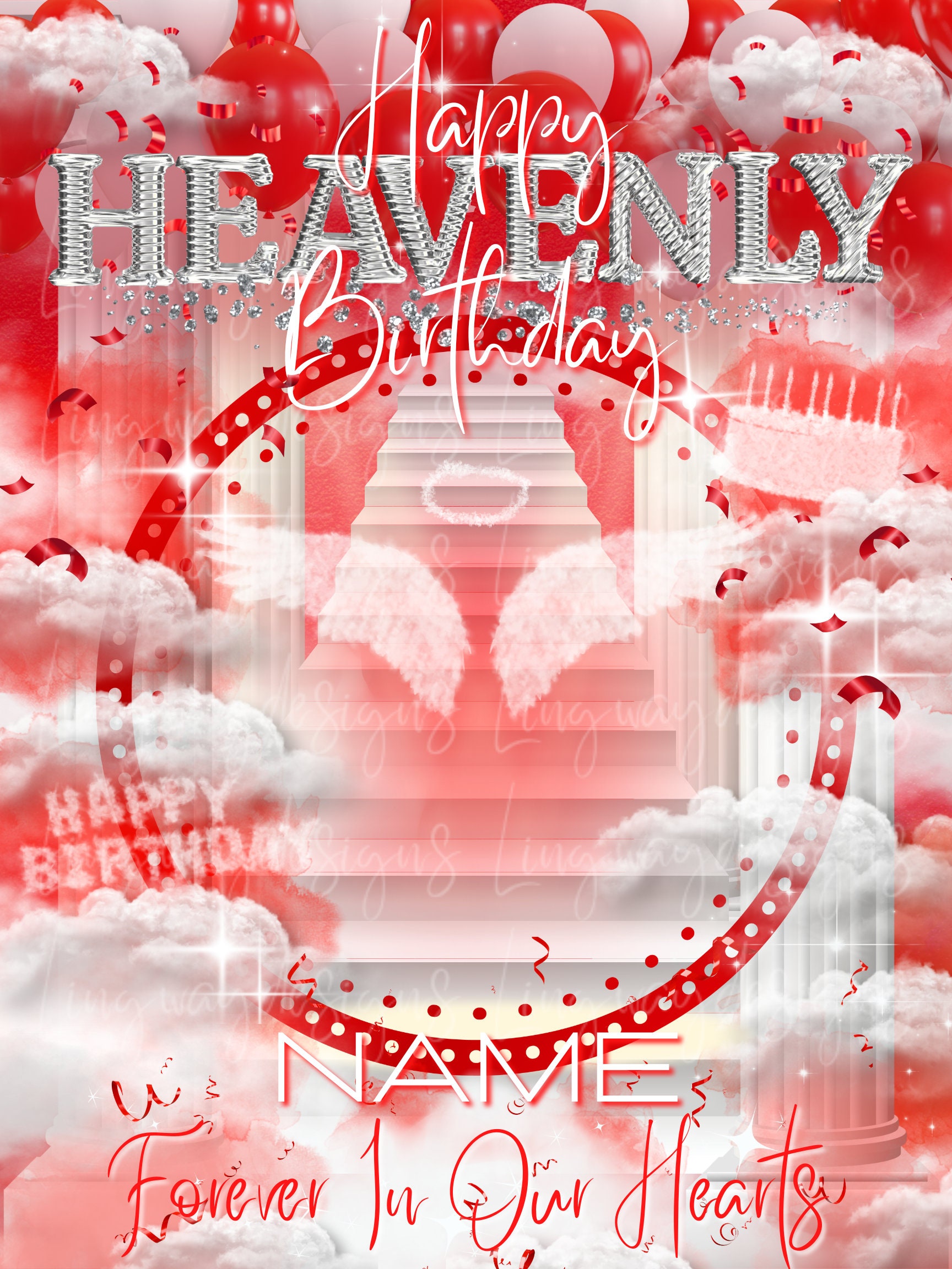 Red Black Heavens Stairway Happy Heavenly Birthday Memorial -  Portugal
