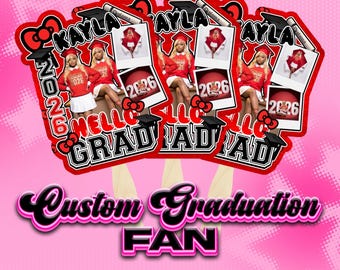 Graduation Fans Custom Photo | Personalized Grad Fan 2026 | Senior Fan Keepsake | School Colors Mascot Fan | Graduation Party Favor