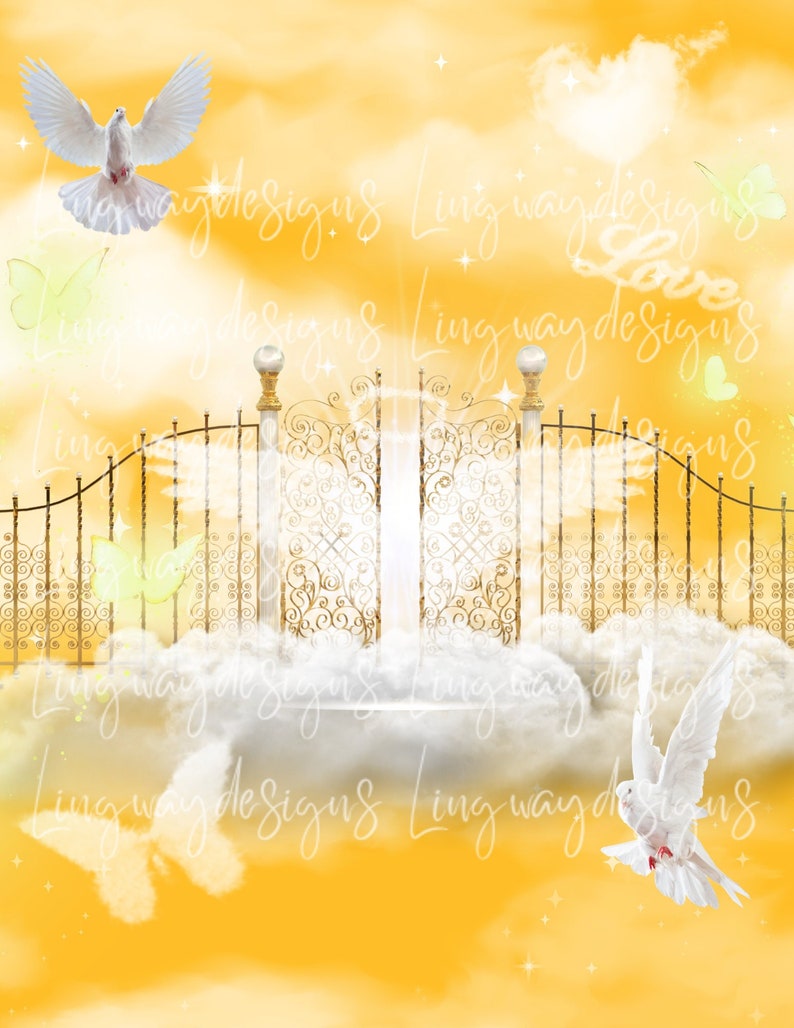 Yellow Butterflies Heavens Gate Angel Memorial PNG Add Photo Etsy