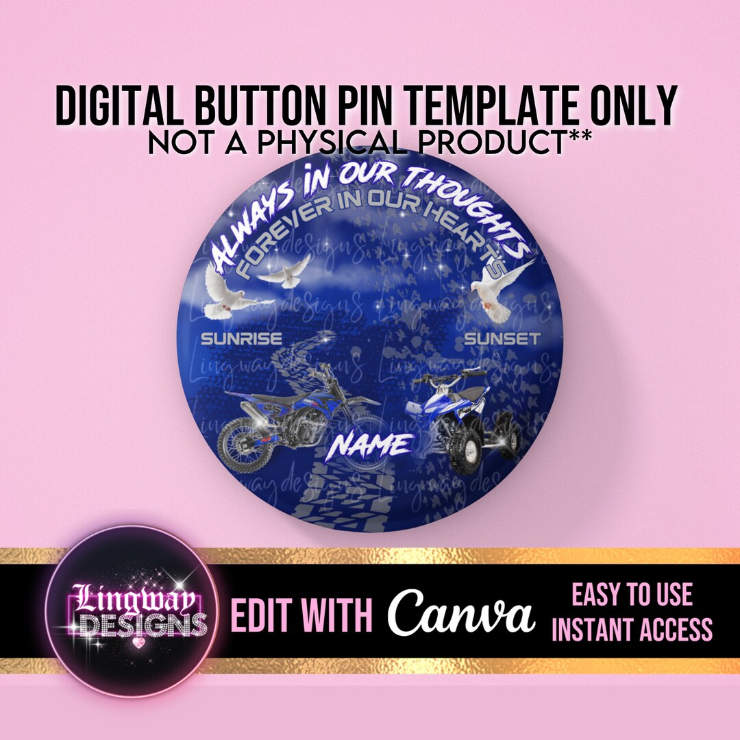 Blue Grey Sky Ride Forever Template Memorial Button Pin Background ...