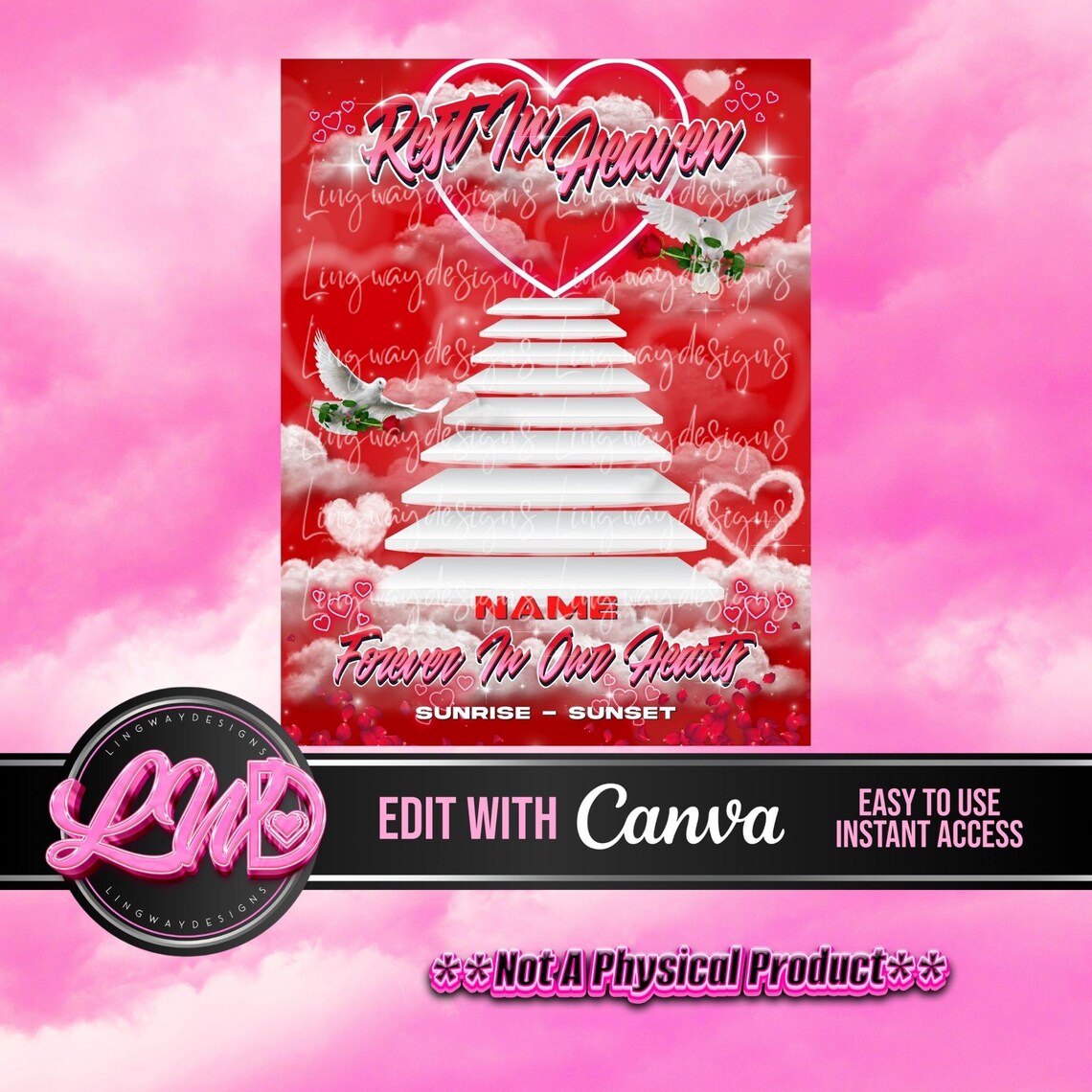 Claud's For Rip Red Sky Hearts Clouds Heavens Stairway Rest in Heaven Forever in Our ...