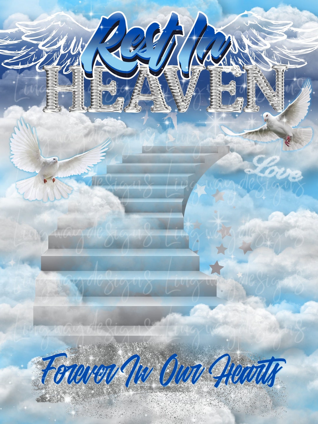 Purple Sky Clouds Heavens Stairway Memorial Background PNG Add Photo Rest  in Peace Template for Funeral RIP Memorial 