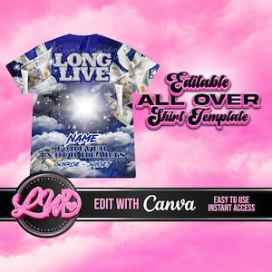 Blue Silver Long Live Heaven Memorial All Over 3D add photo rest in peace for funeral RIP memorial