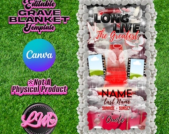 Red Heaven Stairs RedCarpet Long Live The Greatest Grave Blanket Editable Template add photo PNG Rest In Peace RIP Cemetery Memorial