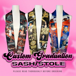 Custom Graduation Sash Stole Grad Stole Made-To-Order