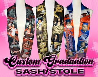 Custom Graduation Sash Stole Grad Stole Made-To-Order | Grad Button Bundle Add On