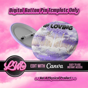Purple Glam Heaven Gate In Loving Memory Template Memorial Button Pin Background Funeral Button Funeral Favors RIP PNG Add Photo