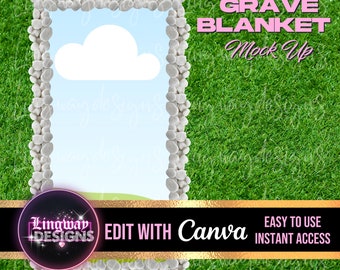 Grabdecke Mock Up Canva Bearbeiten Sie nur Foto Gedenkabdeckung Grababdeckung