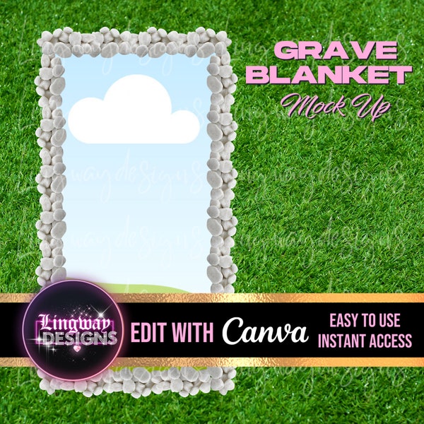 Grave Blanket Mock Up Canva Edit Only Add Photo Memorial Cover Grave Cover