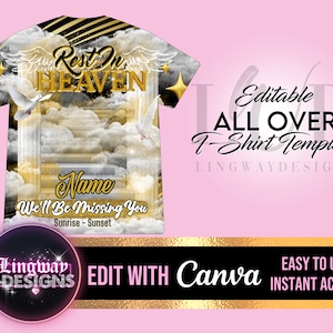 Black Gold Rest In Heaven Memorial All Over 3D add photo rest in peace for funeral RIP memorial