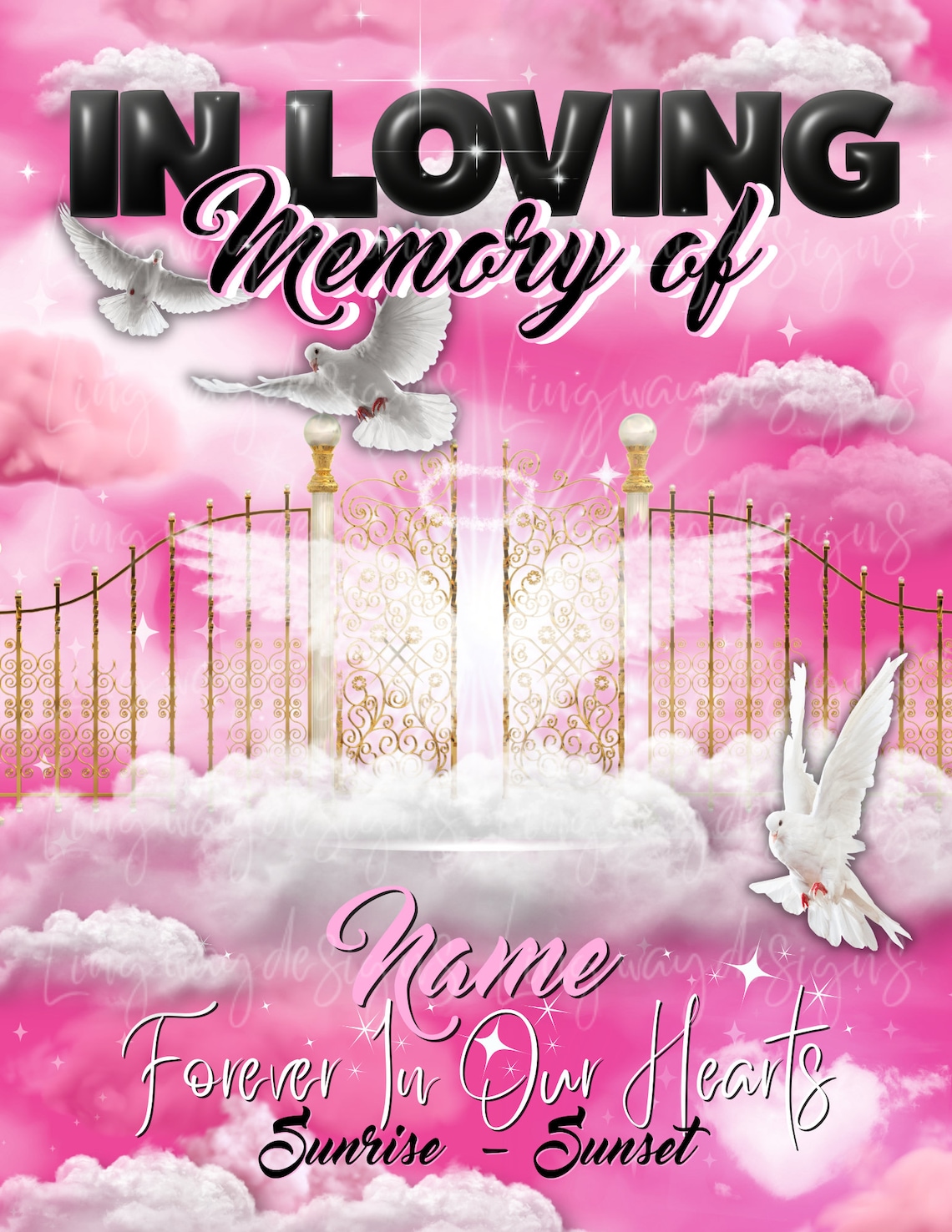 Pink Heavens Gate Angel Wings Memorial PNG Add Photo Rest in Etsy