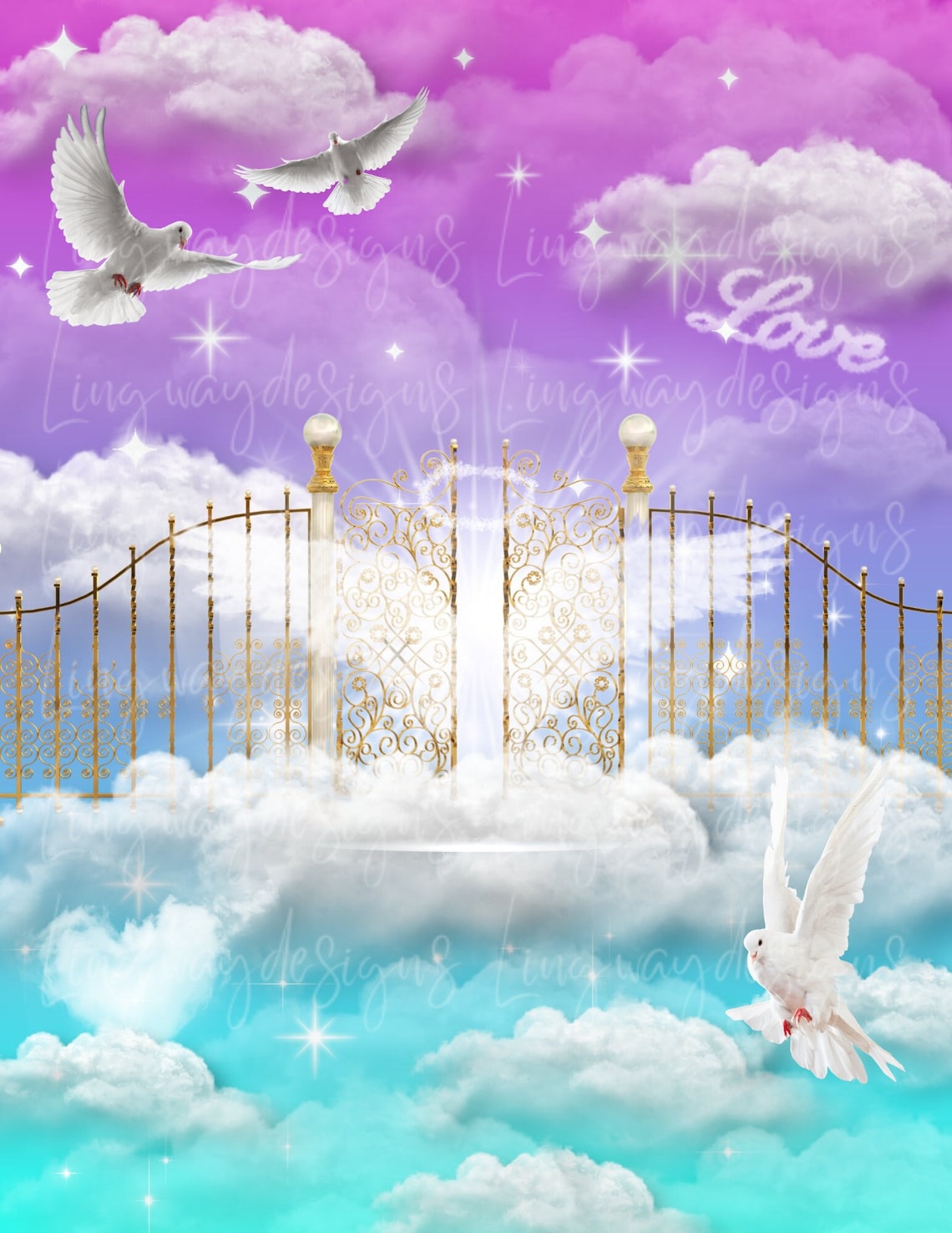 Purple Turquoise Heavens Gate Background Instant Download Etsy