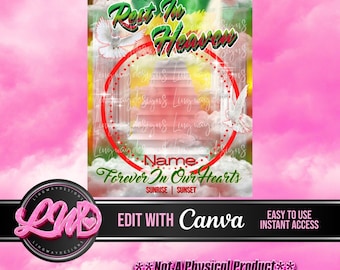 Green Yellow Red Heaven Sky Rest In Heaven Angel Wings Rasta Memorial PNG add photo rest in peace for funeral RIP
