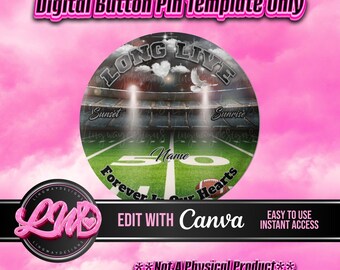 Black Gray Sports Long Live Template Memorial Button Pin Background Funeral Button Funeral Favors RIP PNG Add Photo