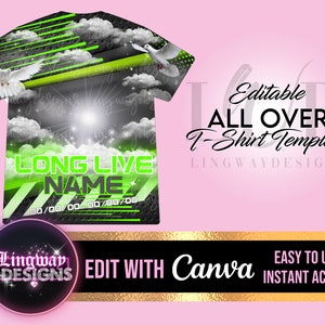 Lime Green Grey Black Sky Long Live Heaven Memorial All Over 3D add photo rest in peace for funeral RIP memorial