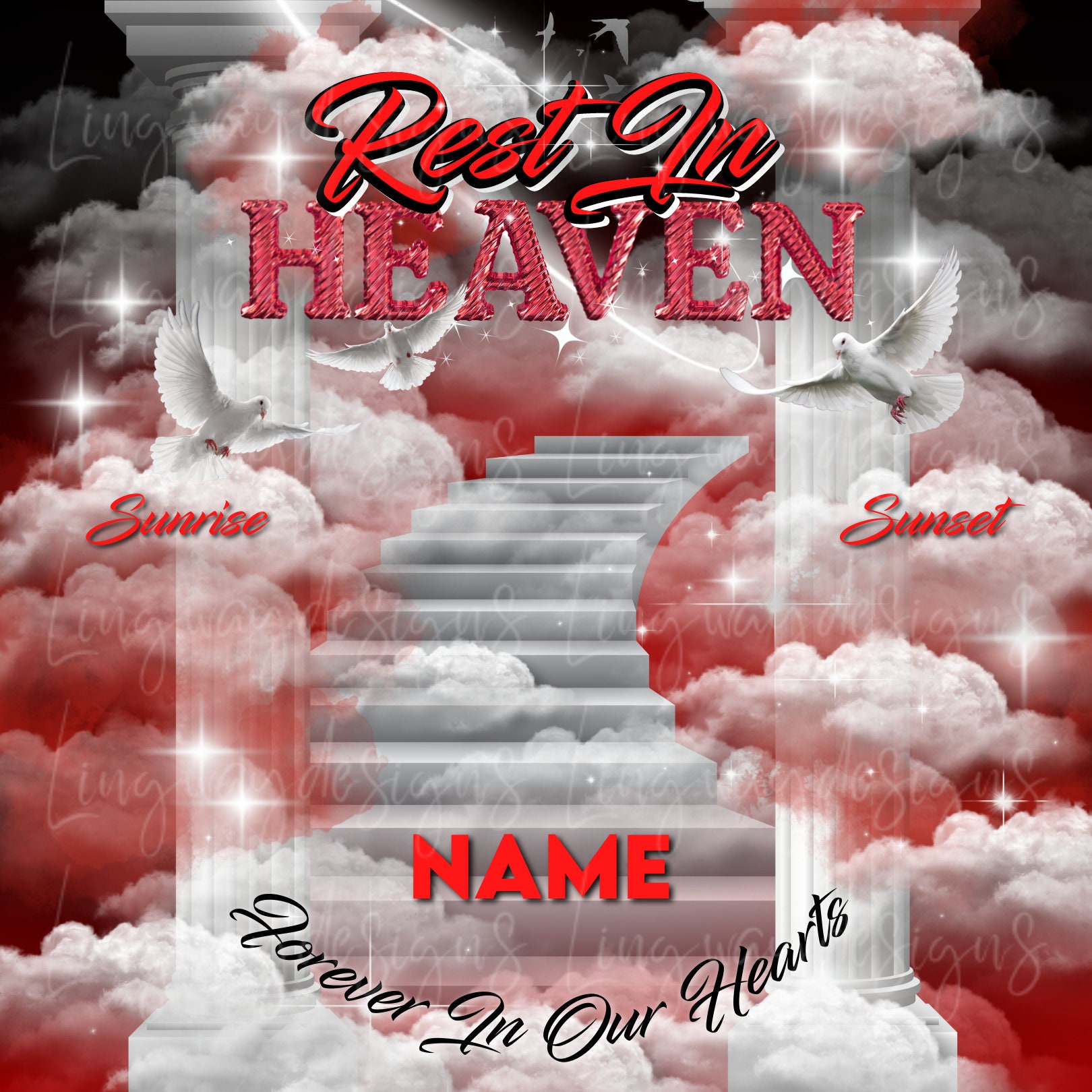 Red Black Heavens Stairway Happy Heavenly Birthday Memorial -  Portugal