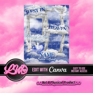Blauwe lucht zilveren lijsten Rust in de hemel Duiven Engelenvleugels Memorial PNG-foto sjabloon voor rust in vrede toevoegen voor begrafenis RIP-gedenkteken