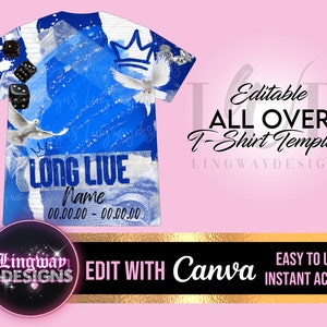 Blue Long Live The Greatest Heaven Memorial All Over 3D add photo rest in peace for funeral RIP memorial