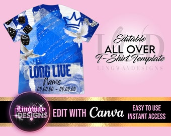 Blue Long Live The Greatest Heaven Memorial All Over 3D add photo rest in peace for funeral RIP memorial