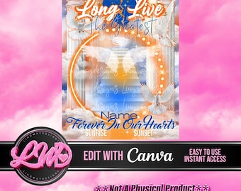 Orange Blue Heaven Gates Stairs Angel Memorial PNG add photo rest in peace template for funeral RIP memorial