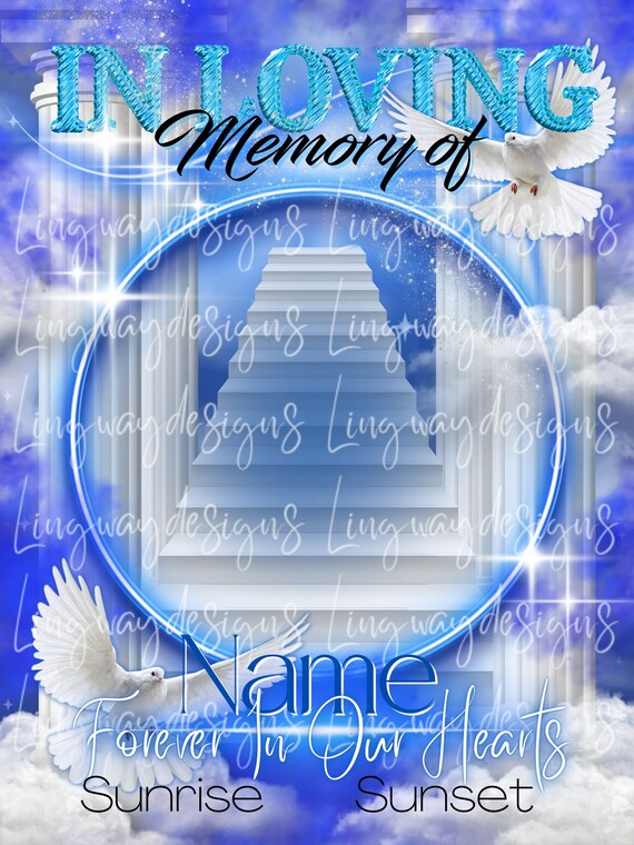 Blue Heavens Gate Angel Memorial PNG Add Photo Rest in Peace 