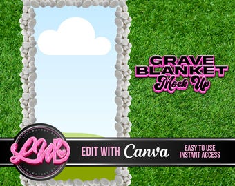 Grave Blanket Mock Up Canva Edit Only Add Photo Memorial Cover Grave Cover