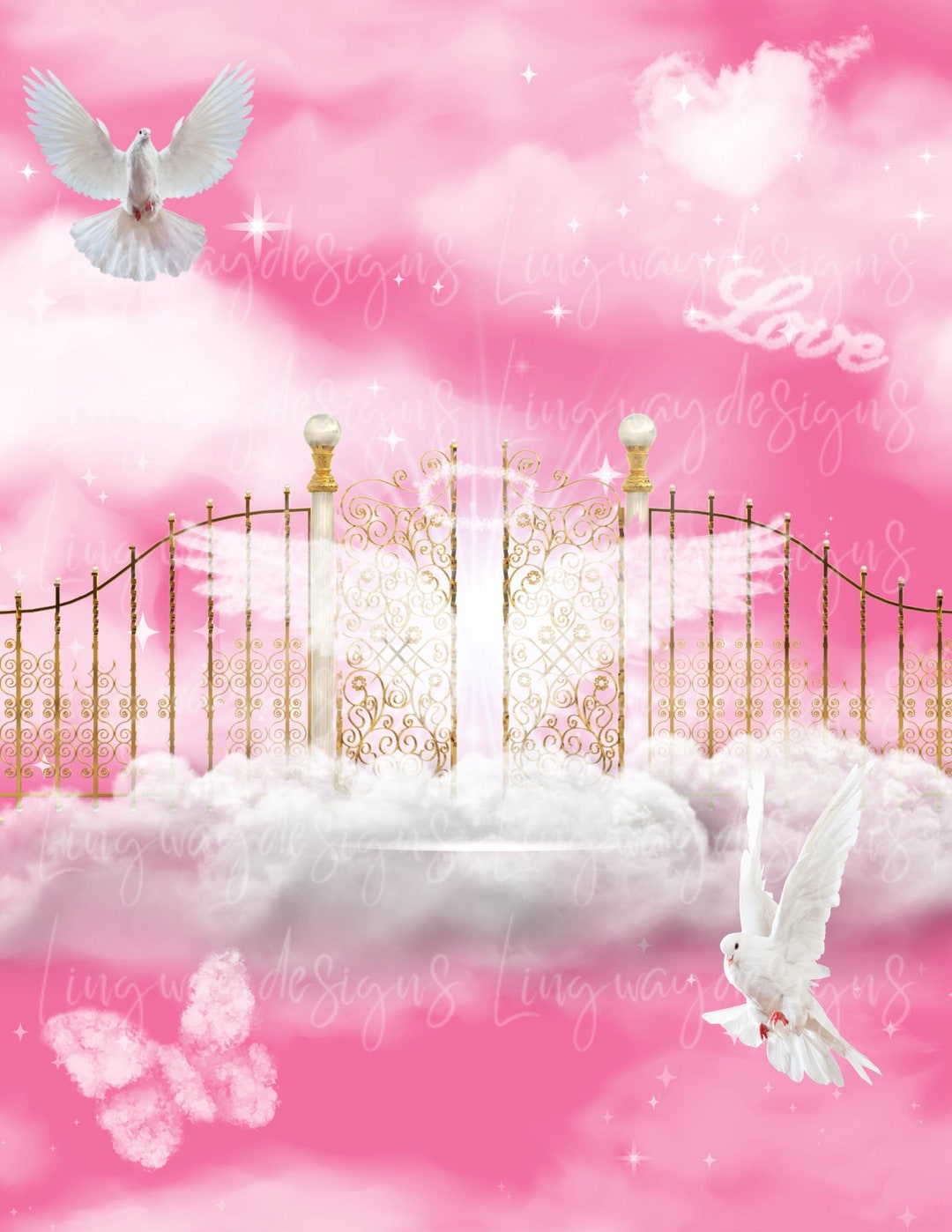 Pink Heavens Gate in Loving Memory Forever in Our Hearts Angel Wings ...