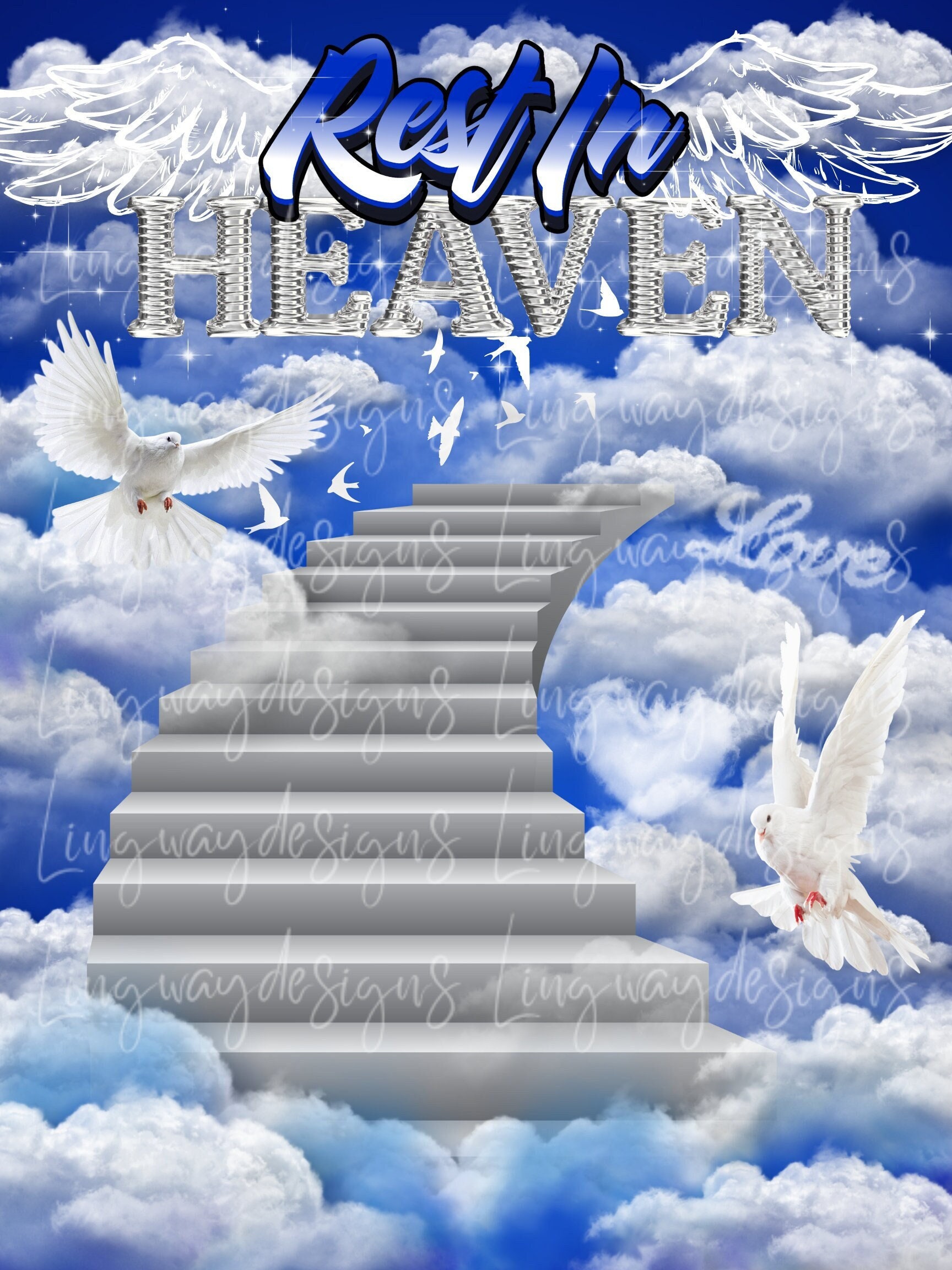 In Loving Memory PNG, Blue Sky Heaven Stairway Memorial Background for –  777Artforyou