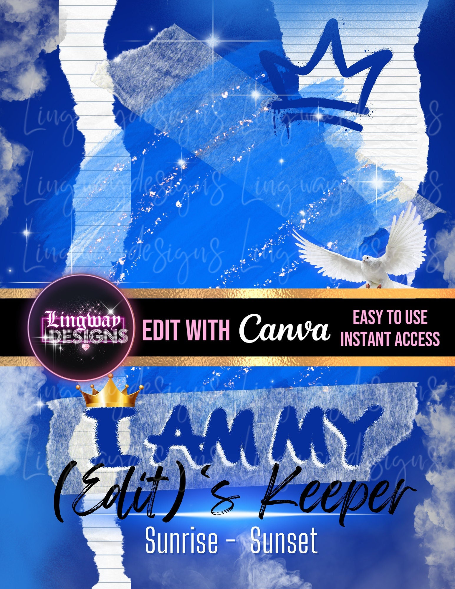 Blue I Am My Keeper Mixtape In Loving Memory Angel Wings Memorial PNG add photo rest in peace template for funeral RIP Memorial