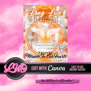 Orange Heaven Long Live Missing You In Loving Memory Angel Wings Memorial PNG add photo rest in peace template for funeral RIP Memorial