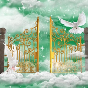 Green Sky Heavens Golden Gate Background Instant Download Forever in ...