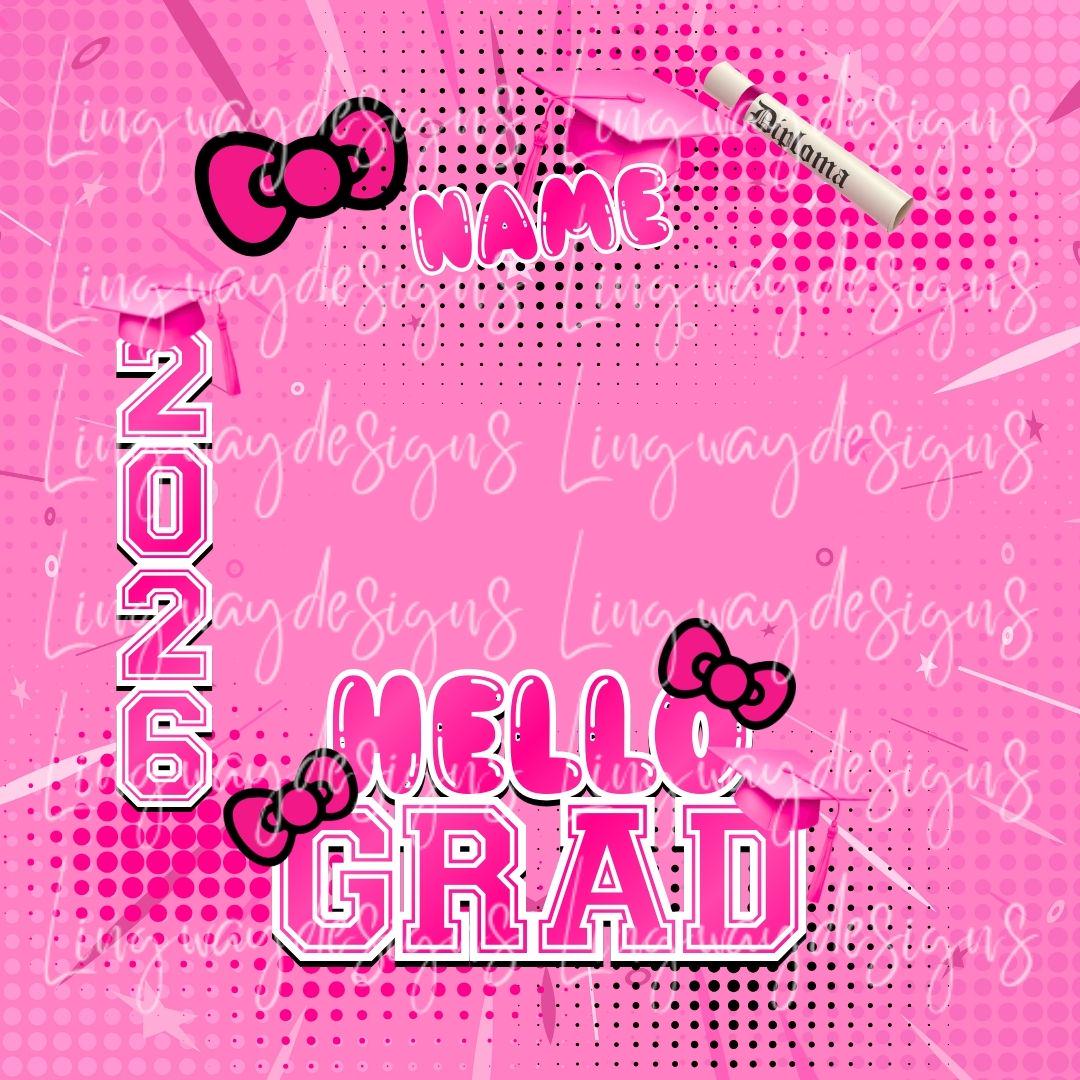 Pink Class of 2026 Hello Grad Graduation Button Pin Editable Template ...
