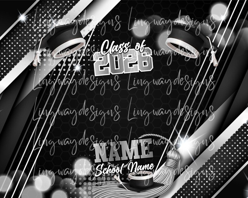 Black Silver Class of 2026 Graduation Congratulations All Over 3D ...