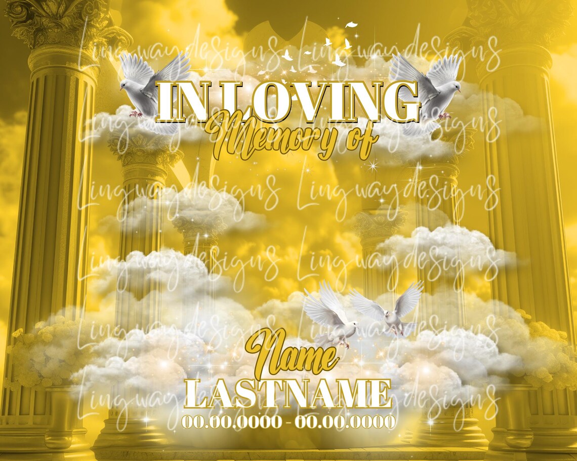Gold in Loving Memory Heaven Memorial All Over 3D Add Photo Rest in ...