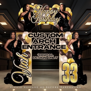 Entrada con arco de diseño personalizado para cumpleaños, graduación, baby shower, decoración conmemorativa, solo diseño digital