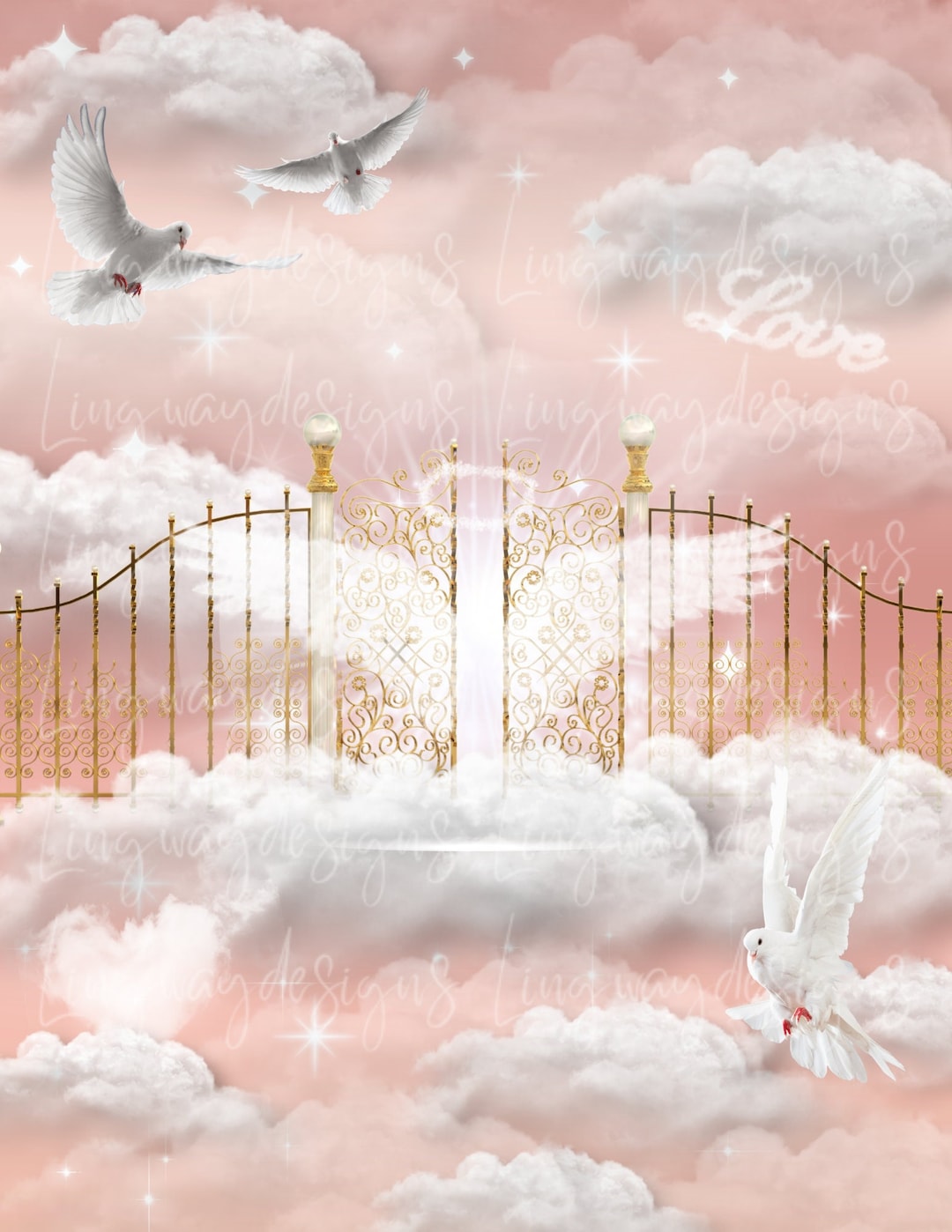 Rose Gold Heaven Background Instant Download Forever in Our Hearts PNG ...