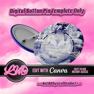 Navy Silver Heaven Stairway Long Live The Greatest Template Memorial Button Pin Background Funeral Button Funeral Favors RIP PNG Add Photo
