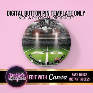 Black Gray Sports Long Live Template Memorial Button Pin Background Funeral Button Funeral Favors RIP PNG Add Photo